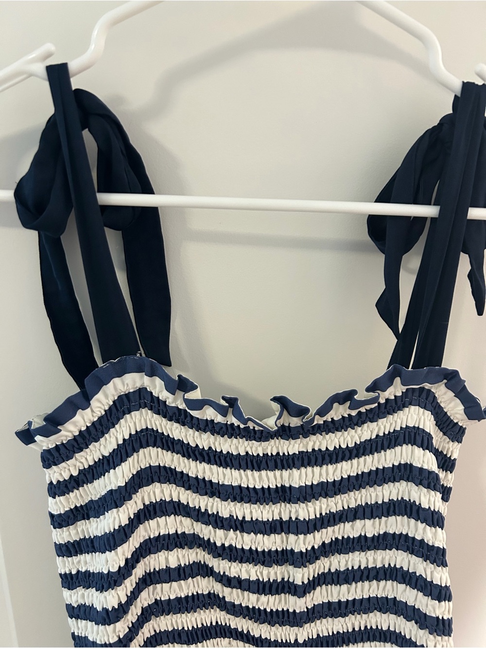 Summersalt Navy and White Striped Maxi Dress with Tie Straps - Picture 2 of 5
